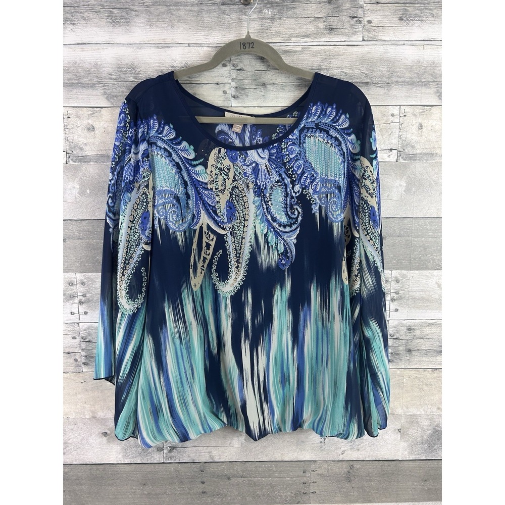 Roz & Ali 1X Long Sleeve Blouse